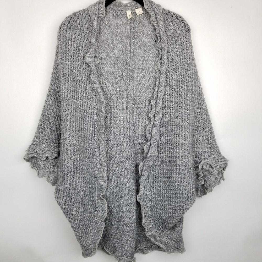 Moth SZ S grey wool blend cocoon open cardigan